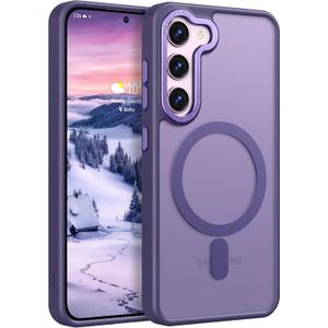 Rayboen for Samsung Galaxy S23 Plus Case Magnetic, [Compatible with Magsafe] Protective Slim Fit Skin Feel Phone Cover for S23+ Plus with Translucent Hard Back & Soft Edge, Matte Purple