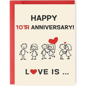 3 x OJsensai Happy 10 Year Anniversary Card & Gift for Him Wife Couples Husband, Wedding Anniversary Card