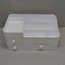 HBlife Makeup Organizer & Skincare Storage - Large Cosmetic Organizer with 3 Drawers, 8 Compartments Vanity Storage Box for Bathroom Counter, White