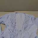 SweatyRocks Women's Lace Long Sleeve Peplum Top Tie Front Blouses V Neck Lantern Shirts, M