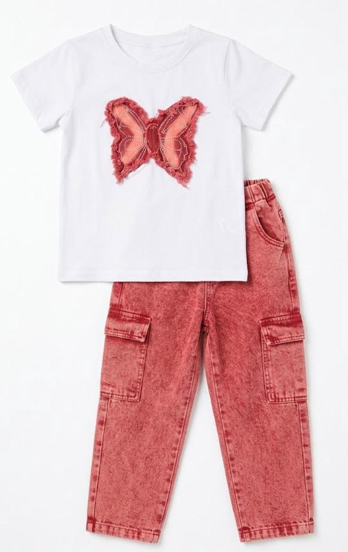 Girls Clothes 2PC Summer Outfits Bow Short Sleeve T-shirts and Elastic Waist Shorts Set Kids Clothes Girls, 7-8T