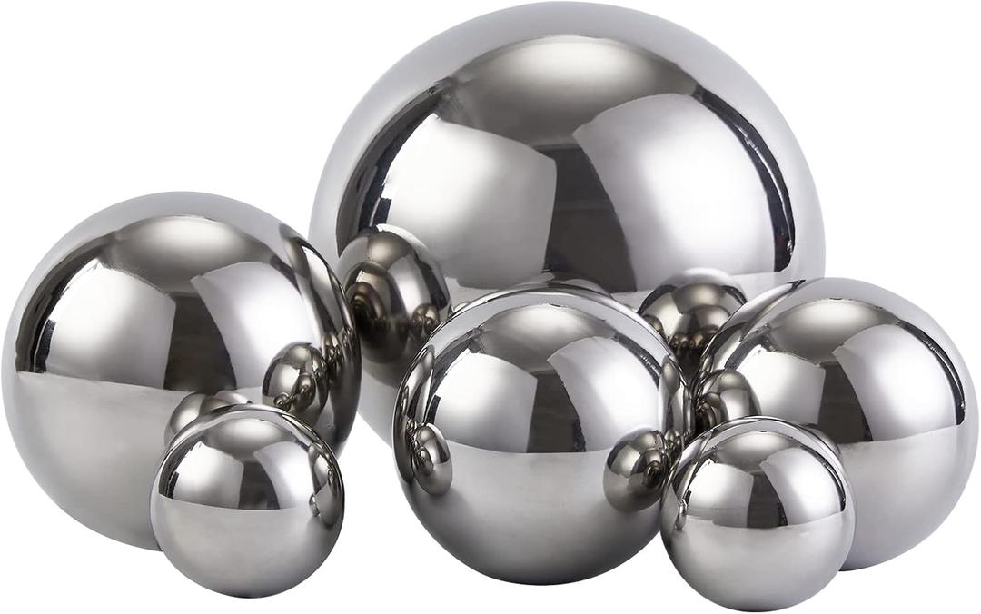 Stainless Steel Decorative Balls, Shiny Decorative Orbs for Centerpiece Decor, Set of 6 (6PCS MIX (6IN X 1, 4IN X 1, 3IN X 2, 2IN X 2))