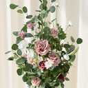 Ling's moment 41" Tall Free Standing Artificial Flowers Arrangements 2 pcs Wedding Arch Altar Stage Decorations Dusty Rose & Cream for Ceremony Reception Church Backdrop Outdoor Aisle Floral Party