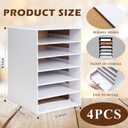 Ireer 4 Pieces Cardboard Paper Organizer, Classroom Mailboxes, Construction Paper Storage, Compartment Literature Sorters, Classroom Organizers for Student Office School (White,6 Slots)