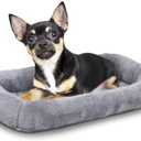 Patas Lague Bolster Dog Bed for Extra Small Dogs 16''x12'', Soft Warm Foam Pet Sofa Bed, Machine Washable Pet Cat Crate Mat for Toy Breeds, Grey