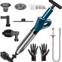 Toilet Plunger - Plungers for Bathroom Heavy Duty, Powerful Toilet Snake for Unclogging Plunger with Real-Time Pressure Indicator Plungers for Washbasin, Floor, Kitchen Clogged (Blue)