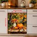Fall Dishwasher Magnet Cover 23 x 25.5 Inch, Pumpkin Floral Birds Dishwasher Magnetic Cover, PVC Dishwasher Decorative Magnet for Kitchen Decor