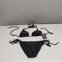 Women Two Piece Swimsuit Sexy Swimwear Halter String Triangle Bikini Sets (Medium, Black)