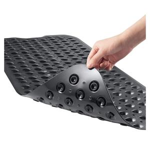 YINENN Bath and Shower Safety Mats 40x16 inch, Non Slip with Suction Cups for Bathroom Stall and Tub Floor, Extra Large and Machine Washable, Drain Holes Keep Bathtub Clean, Black