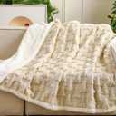 Christmas Sherpa Throw Blanket 3D Christmas Tree Snowflake Reindeer Double-Sided Thick Soft Plush Fluffy Decoration for Couch, Bed, Sofa Holiday Party Gifts, 50" x 60"(Beige,Xmas Tree)