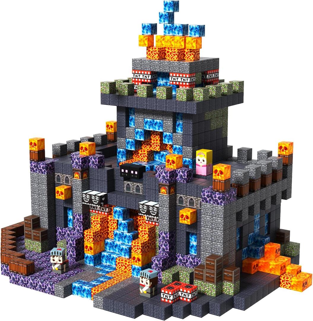 Goody King 100PCS Magnetic Blocks - Dark Castle Set Magnetic Building Blocks, Stacking Magnets for Kids, Strong Magnets, Sensory Toy for STEM Learning Toys for Kids 3+ Boys and Girls Birthday Gifts, 7.87 inches x 7.87 inches x 0.78 inches