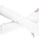 Winter Fingerless Long Gloves for Women Cashmere Blended Knitted Arm Warmers Super Soft Black Arm Sleeves (White)