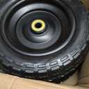 10 Inch Solid Rubber Tires, 4.10/3.50-4 Tire and Flat Free with 5/8" Bearings, 2.17" Offset Hub for GOR Garden Carts, Garden Wagon Carts, Trolleys, Hand Trucks and Utility Cart(2 Pack)