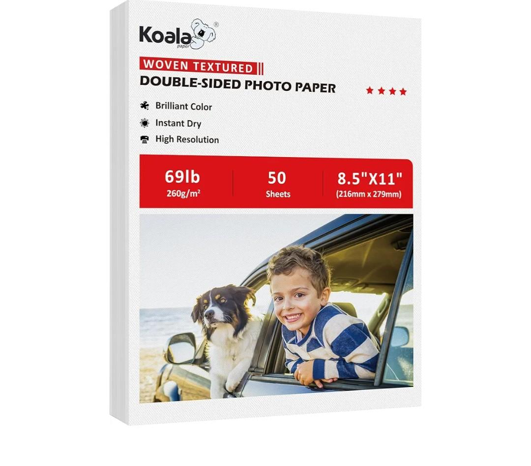 Koala Thick Woven Textured Double-sided Photo Paper 8.5X11 69LB 50sheets 260GSM Heavyweight Compatible with Inkjet and Laser Printer