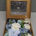 Artificial Flowers Combo Box Set,Silk Fake Flowers Roses Bridal Bouquets Out/Indoor DIY Centerpieces White Flowers for Decoration Arrangements Party Baby Shower Home Cake Decor (White&Blue)