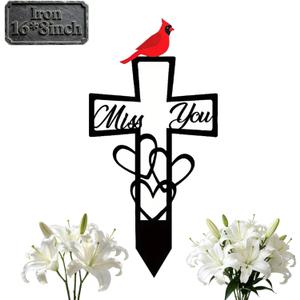 Personalized Memorial Plaques for Outdoors Cardinals In Loving Memory Grave Marker Metal Garden Stakes, Sympathy Gifts for Loss of Loved One Cemetery Remembrance Graveyard Decorations 1PCS