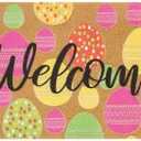 Mealah Easter Welcome-Doormat Outdoor-Entrance - Easter Eggs Non-Slip Coir-Easter-Home Decor Front Door Mats 17 x 29 Inch