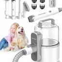 Dog Vacuum Grooming Kit for Shedding: Professional Hair Clippers Pet Groomer - Strong Suction Cleaner Deshedding Tool Fur Brush Attachment Trimmer for Home Cat (Off-White)