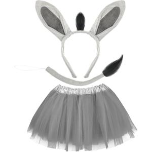 Newcotte 3 Pcs Halloween Costume Animal Tutu Ears Headband Tail Fancy Dress Costume Kit for Halloween Cosplay (18-28 Years)