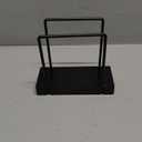 Wican Napkin Holder for Table, Bamboo Iron Standing Napkin Dispenser for Kitchen Dining Farmhouse Cocktail Picnic Bar Rustic Wood Holders for Paper Mail Bills Suitable for All Dining Room Decors Black