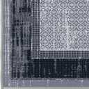 Ottomanson Runner Rug 1'10" x 7' Non Slip Rubber Backed Kitchen Rug for Sink Area, Hallway Carpet Runner, Low Pile Indoor Runner Rug for Laundry Room and Entryway, Border Gray/Navy