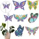 HTTDMY 6 Pcs Diamond Art Kits for Adults, Diamond Painting Crafts Stakes with Pendant for Garden Home Decoration (Butterfly), 6 cm x 7 cm x 0.1 cm