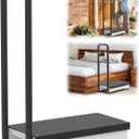 Adjustable One Step Stool with Handle for Elderly Adults Safety, Heavy Duty Bed Step with Non-Slip Platform for High Beds/Doorway/Kitchen/Closet(Black Platform)