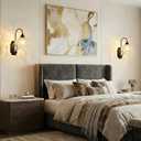 2-Pack Vintage Glass Crystal Wall Sconce, Matte Antique Black Finish, for Bedroom Bathroom Hallway Living Room, 2 units