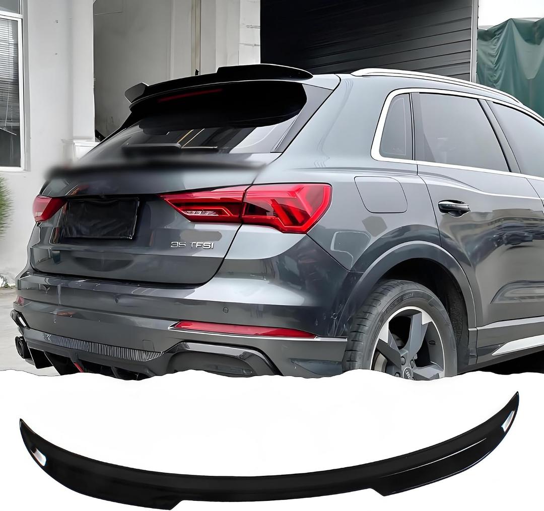 STSEV01 Rear Window Spoiler Roof Wing Compatible with Audi Q3 F3 SUV 2019-2025 S Line/Premium, Glossy Black Sport Style DeckLid Lip Exterior Accessories
