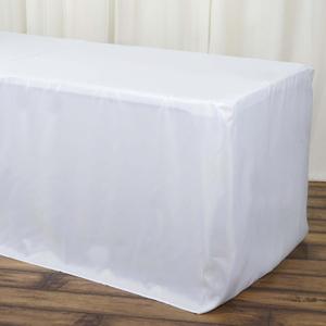 Efavormart 6FT Fitted White Polyester Table Cover Commercial Grade Wedding Banquet Event Tablecloth for Event Tradeshow Use