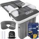 Premium Toddler Airplane Bed - Inflatable Airplane Bed for Toddlers, Plane Baby Mattress for Kids - Blow Up Air Mattress for Child Flight Sleep with Safety Belt, Innovative Valves, No Pump Needed