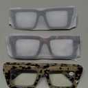 JM 3 Pack Reading Glasses for Women Men, Fashion Square Blue Light Blocking Readers +1.50