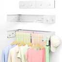 Foldable Wall Mounted Drying Rack, Stainless Steel Expandable Clothes Drying Rack with 6 Knobs, Heavy Duty Laundry Drying Rack for Apartment, Laundry Room, Balcony, 4 Thickened Rods