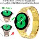 Compatible Galaxy Watch 6 Band Classic 47mm 46mm 44mm 43mm 42mm 40mm Bands, Samsung No Gap Solid Stainless Steel Strap for Men Women 4 5 6 Pro (Gold)