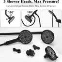 Dual Shower Head with Handheld, Tandem Shower Head Set for Two People, 3 Shower Heads, No-Drill Install, Adjustable Sprayers