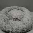 Calming Dog Bed & Cat Bed, Anti-Anxiety Donut Cuddler Beds, Cozy Soft Round Beds, Fluffy Faux Fur Plush Bed for Small Medium Dogs and Cats (24.0"L x 24.0"W x 8.0"Th, Shag Frost)