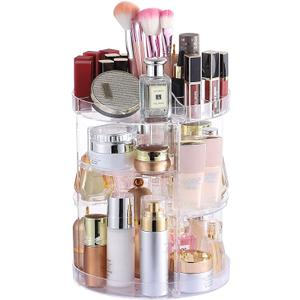 Cq acrylic Rotating Makeup Organizer,Adjustable Spinning Skincare Organizer for Vanity,Countertop,Clear Rotating Perfume Organizers,Bathroom Lazy Susan Organizer and Spin Skin Care Storage Rack,1 Pack (4 Tier No Pattern)