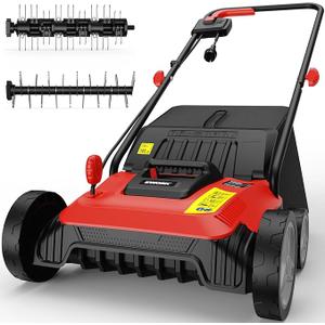 EWORK 14-Inch 12Amp Electric Dethatcher and Scarifier with Grass Catchers
