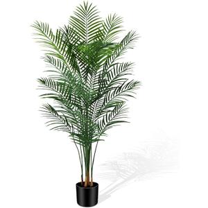 CyanGrove Artificial Palm Tree Outdoor 6ft, Large Fake Tropical Areca Palm Tree with 18 Trunks, Tall Faux Floor Plants for Indoor Outdoor-Living Rooms, Offices, Bedroom Home Decor
