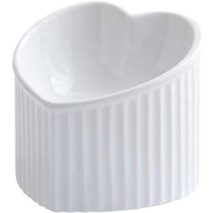 White Ceramic Raised Cat Bowls, Tilted Elevated Food or Water Bowls, Stress Free, Backflow Prevention, Dishwasher and Microwave Safe, Lead & Cadmium Free