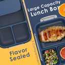 WHALEHOUSE Large Capacity Bento Box for Adult, 1700ML 3 Compartments Lunch Box with Utensil, Airtight Food Container with Lids for Meal Prep, Microwave/Dishwasher/Freezer Safe, On the Go (Dark Blue), Standard