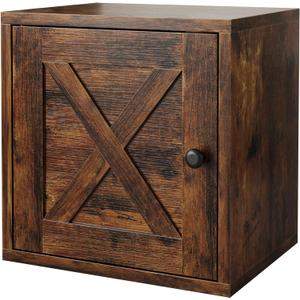 FUSUNBAO Magic DIY Cube Storage Organizer Stackable Cubes for Home Books Clothes Toy-Modular Cubby Storage System-Office Cubical-Bookcase Closet (Antique Brown, Door Cube)