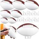 Hiboom Autograph Football with Acrylic Display Stand Air Pump Blank Gold Football for Trophy Anniversary High School College Coaching Gift Award Championship Party 9 Pack