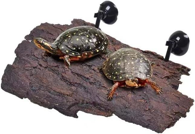 Flushbay Turtle Floating Basking Platform Aquarium Turtle Decorations Artificial Bark Tortoise Climbing Platform with Suction Cups Resting Terrace for Terrapins (Turtle Floating Basking Platform)
