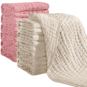 Looxii Muslin Burp Cloths 100% Cotton Muslin Cloths 12 Pack Large 20''x10'' Extra Soft and Absorbent Baby Burping Cloth for Boys and Girls (Apricot+Bean Red) Looxii Muslin Burp Cloths 100% Cotton Muslin Cloths 12 Pack Large 20''x10'' Extra Soft and Absorbent Baby Burping Cloth for Boys and Girls (Apricot+Bean Red)