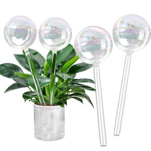 Clear Rainbow Glass Plant Automatic Watering Bulb, 4pcs Garden Flower Self Watering Planter Inserts, Automatic Plant Waterer System Set Self Watering Spikes to Support Plant Health