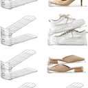 shoe slots organizer, Clear Shoe Stacker, Adjustable Level Shoe Rack,Storage Space Saver for Sneakers Display (Transparent, 8Pack)