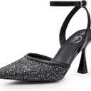 Trary Heels for Women Slingback Pointed Toe Stiletto Heels Ankle Strap Heeled Sandals Comfortable Women's Pumps 3.35" Heel Work Party Wedding Dress Shoes, Size 9.5