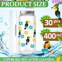 Skylety 30 Pcs Hawaiian Luau Cups 13. 5 oz Summer Tropical Plastic Cups with Lids and Straws Reusable Cute Plastic Tumbler for Hawaii Beach Sea Summer Birthday Party Drinkware Supplies