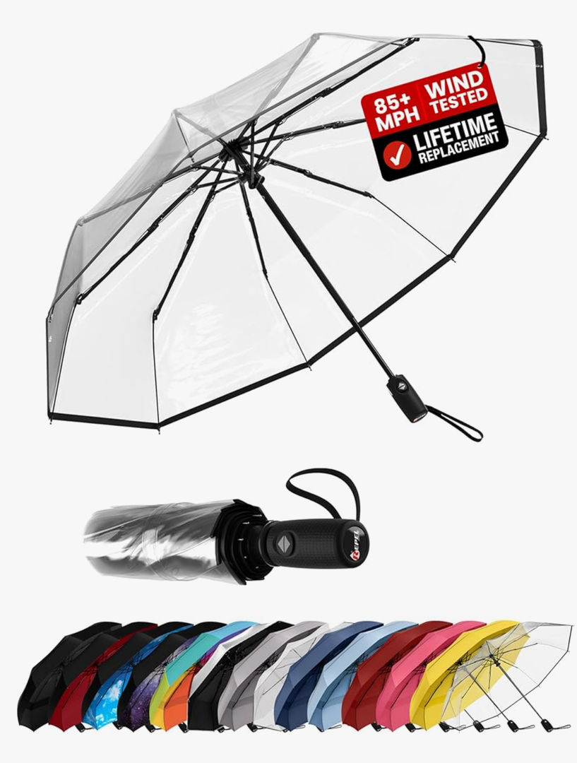 REPEL Windproof Travel Umbrella - Compact & Withstands Winds up to 85MPH , Strongest Premium Auto Folding Umbrella for Rain and Sun - Durable, Light & Portable for Women & Men , Fits Backpack & Cars